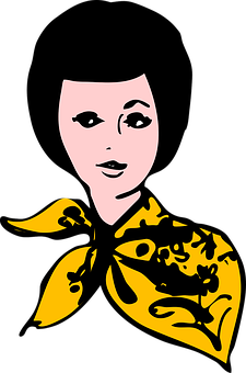 A Woman With Black Hair And Yellow Scarf