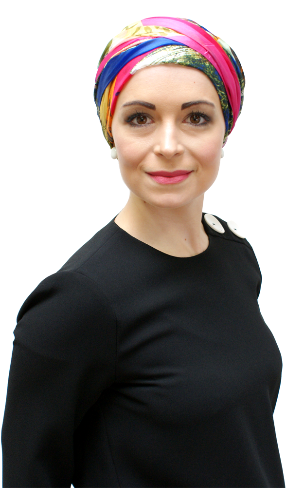 A Woman With A Colorful Head Wrap