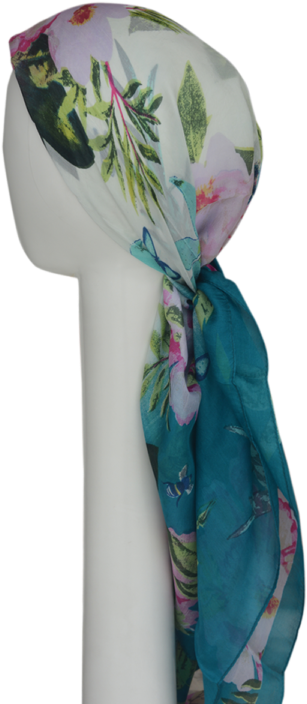 A Head Scarf With A Flower Pattern On It