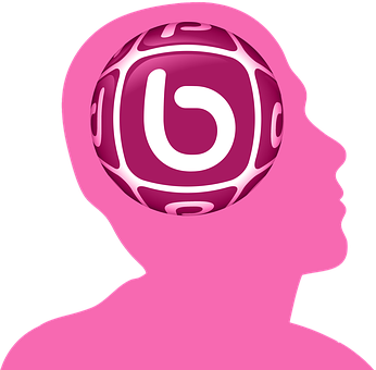 A Pink Silhouette Of A Person With A Logo On It