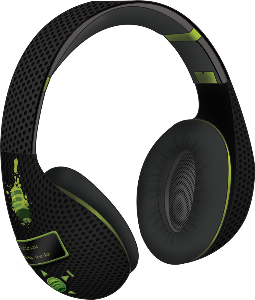 A Black And Green Headphones