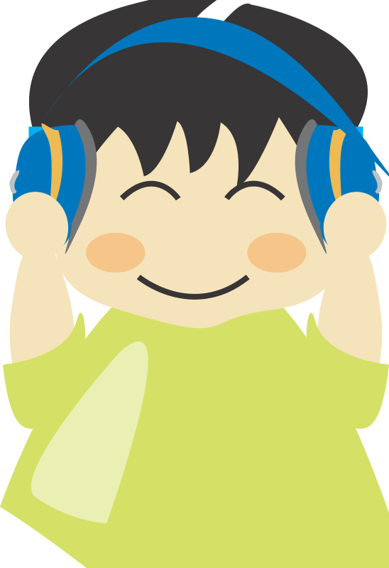 A Cartoon Of A Boy Wearing Blue Headphones
