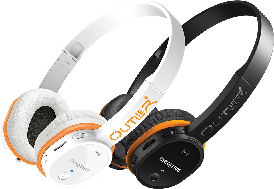A Pair Of White And Orange Headphones