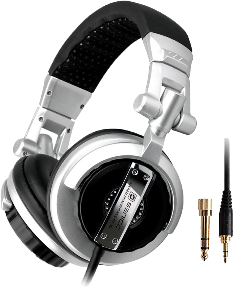 Silver And Black Headphone With Audio Jack