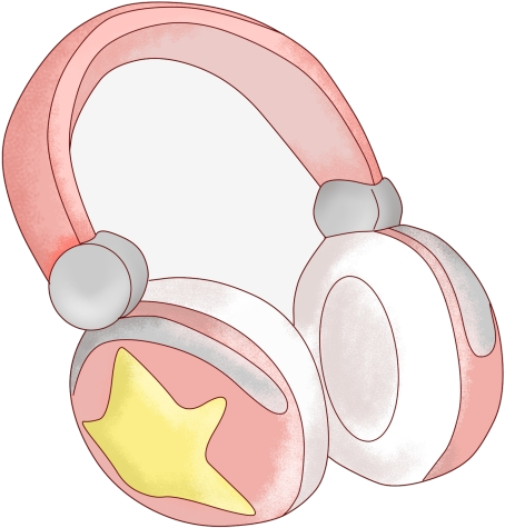 A Cartoon Of A Pink Headphones With A Star