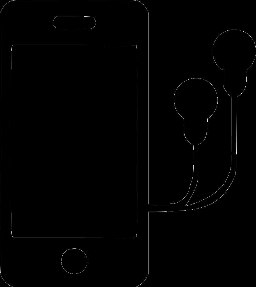 A Black And White Silhouette Of A Cell Phone