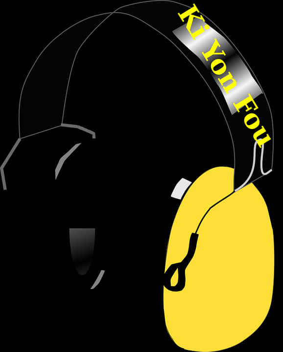 A Headphones With A Yellow Object
