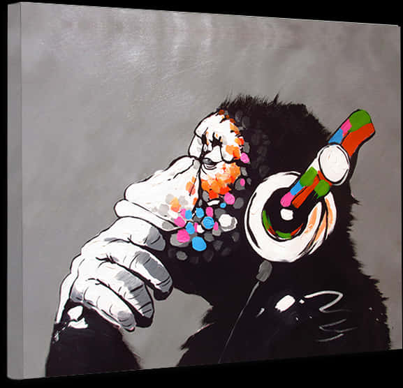 A Painting Of A Monkey With Colorful Paint On It