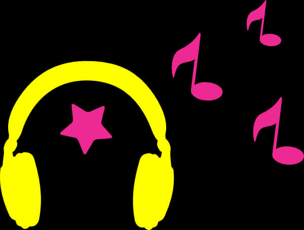 A Yellow Headphones With Pink Notes