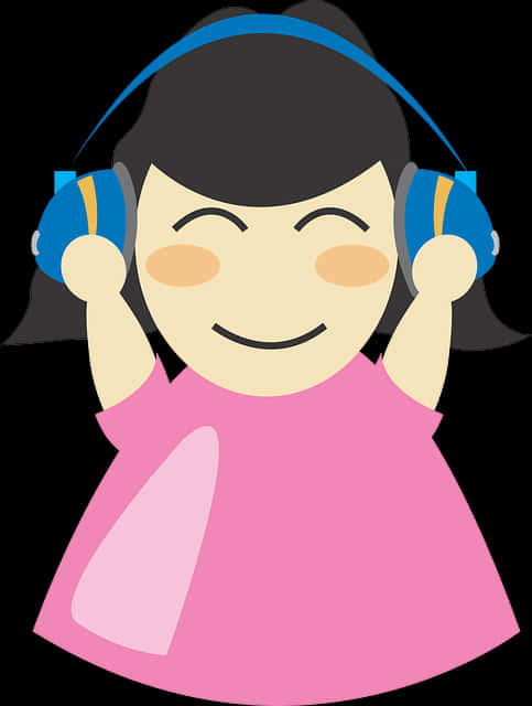 A Cartoon Of A Girl Wearing Headphones