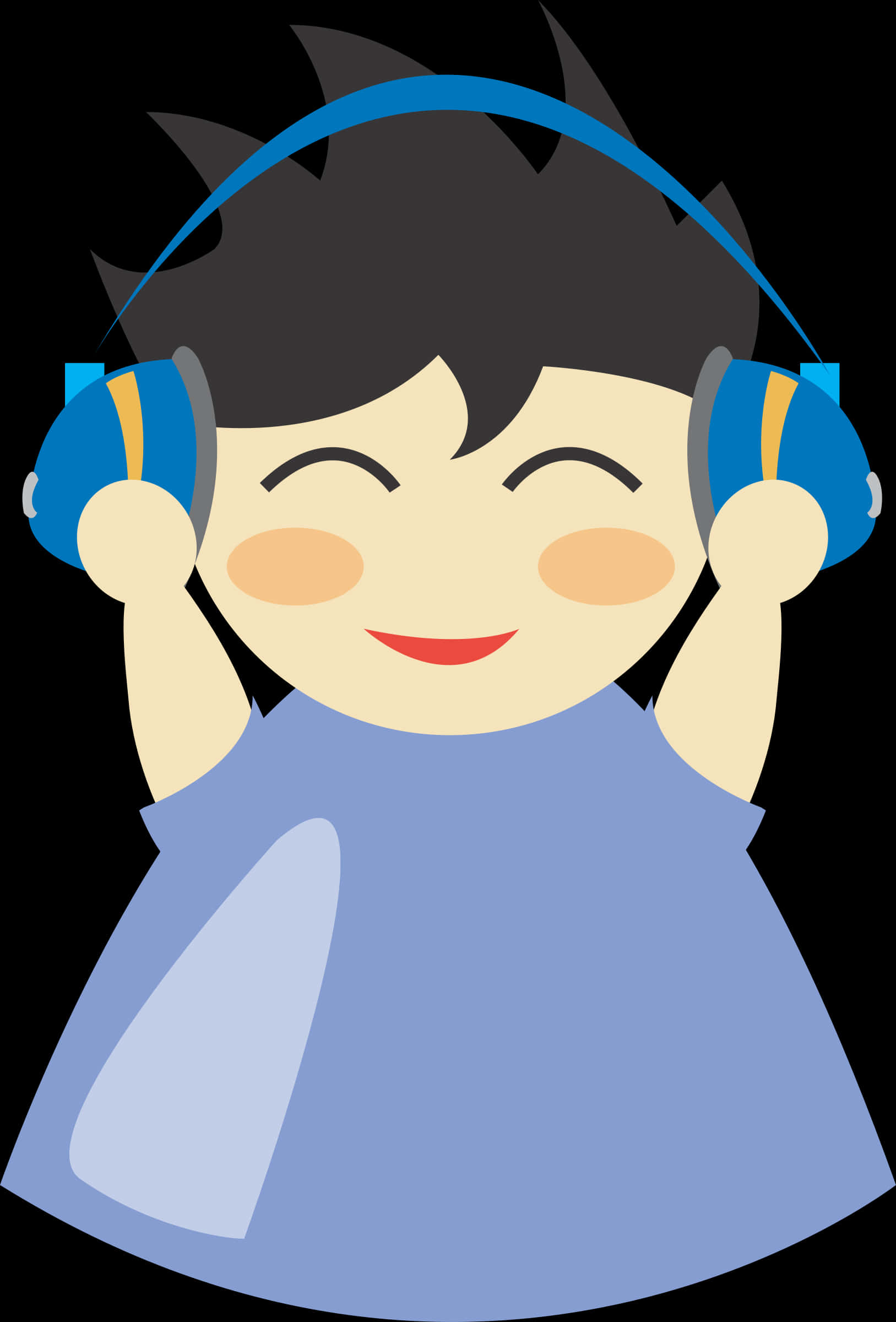 A Cartoon Of A Boy Wearing Headphones