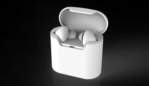 A White Wireless Earbuds In A White Case