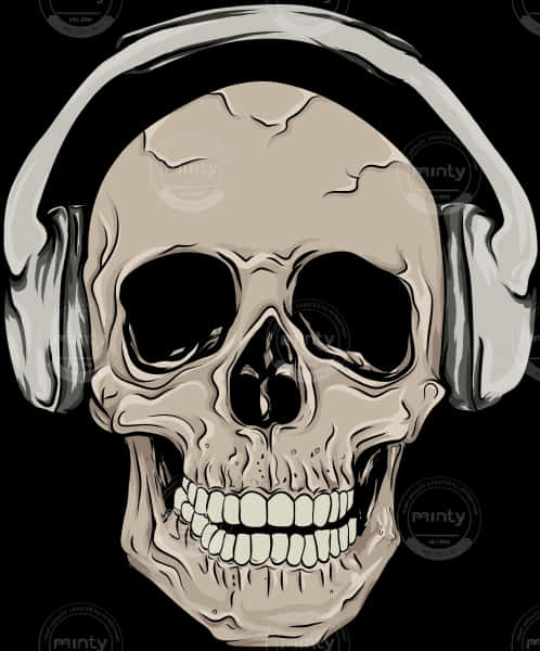 A Skull Wearing Headphones