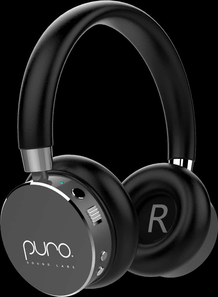 A Black Headphones With A Round Object