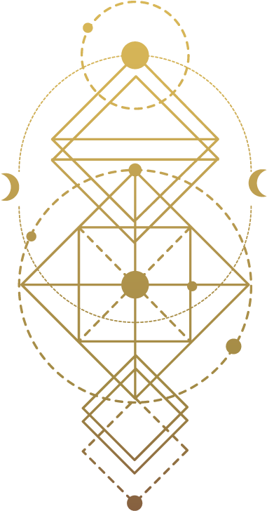 A Gold Line Drawing Of A Pyramid And A Circle