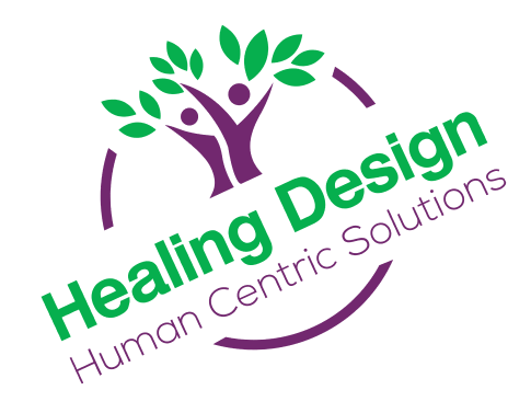 A Logo With Green And Purple Text