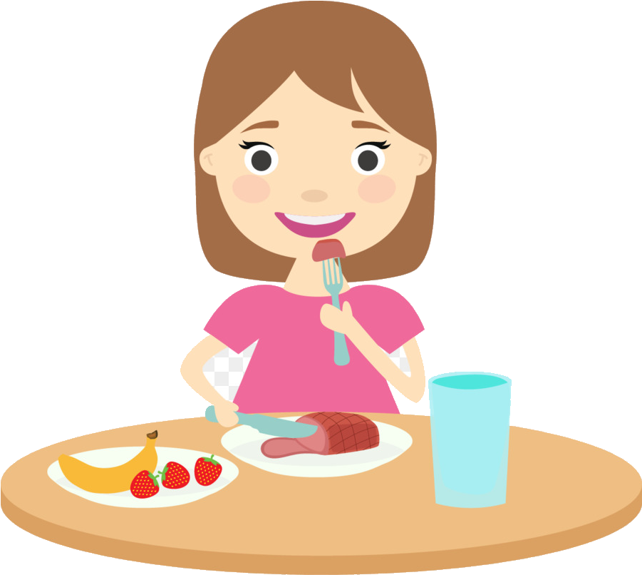 A Cartoon Of A Girl Eating Food