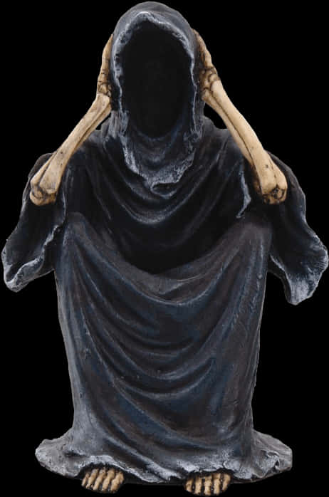 A Statue Of A Grim Reaper With Bones On Its Face