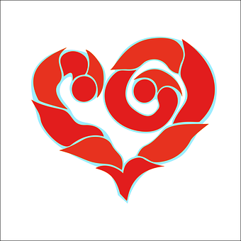 A Red Heart With A Swirly Design