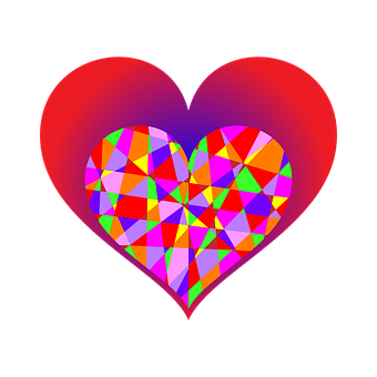 A Colorful Heart With Black Background