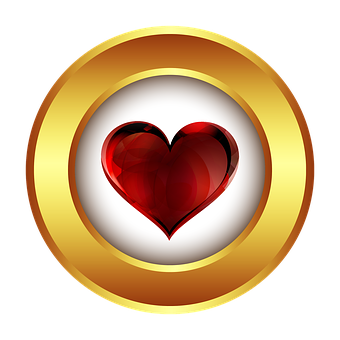 A Red Heart In A Gold Circle