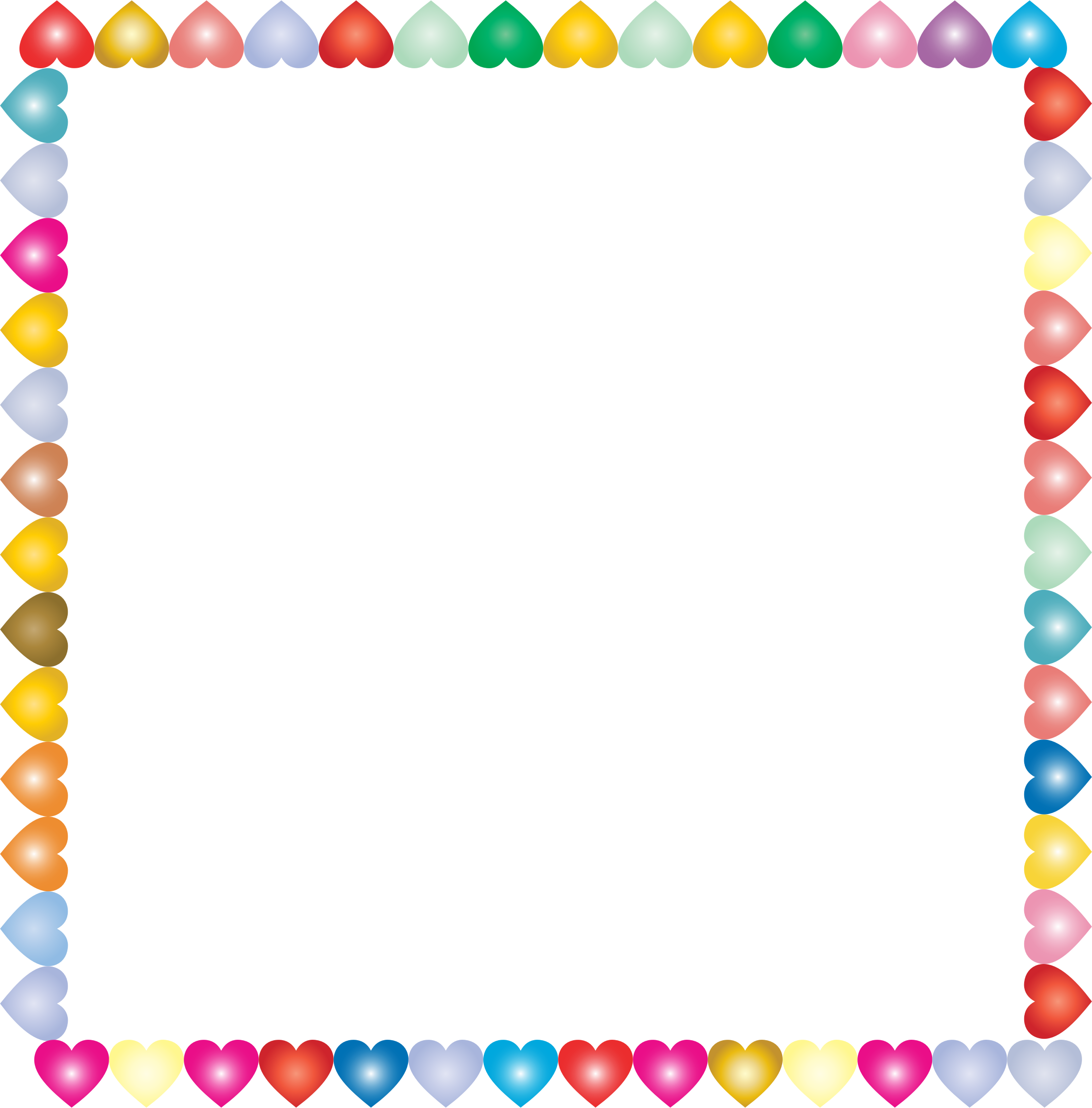 A Square Frame Of Colorful Hearts