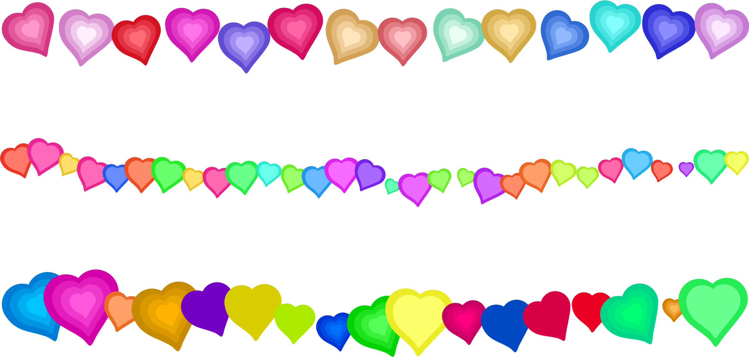 A Row Of Colorful Hearts