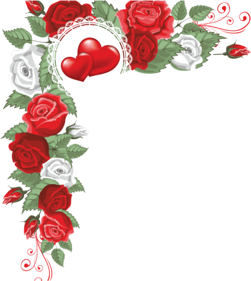 A Red And White Roses With Hearts
