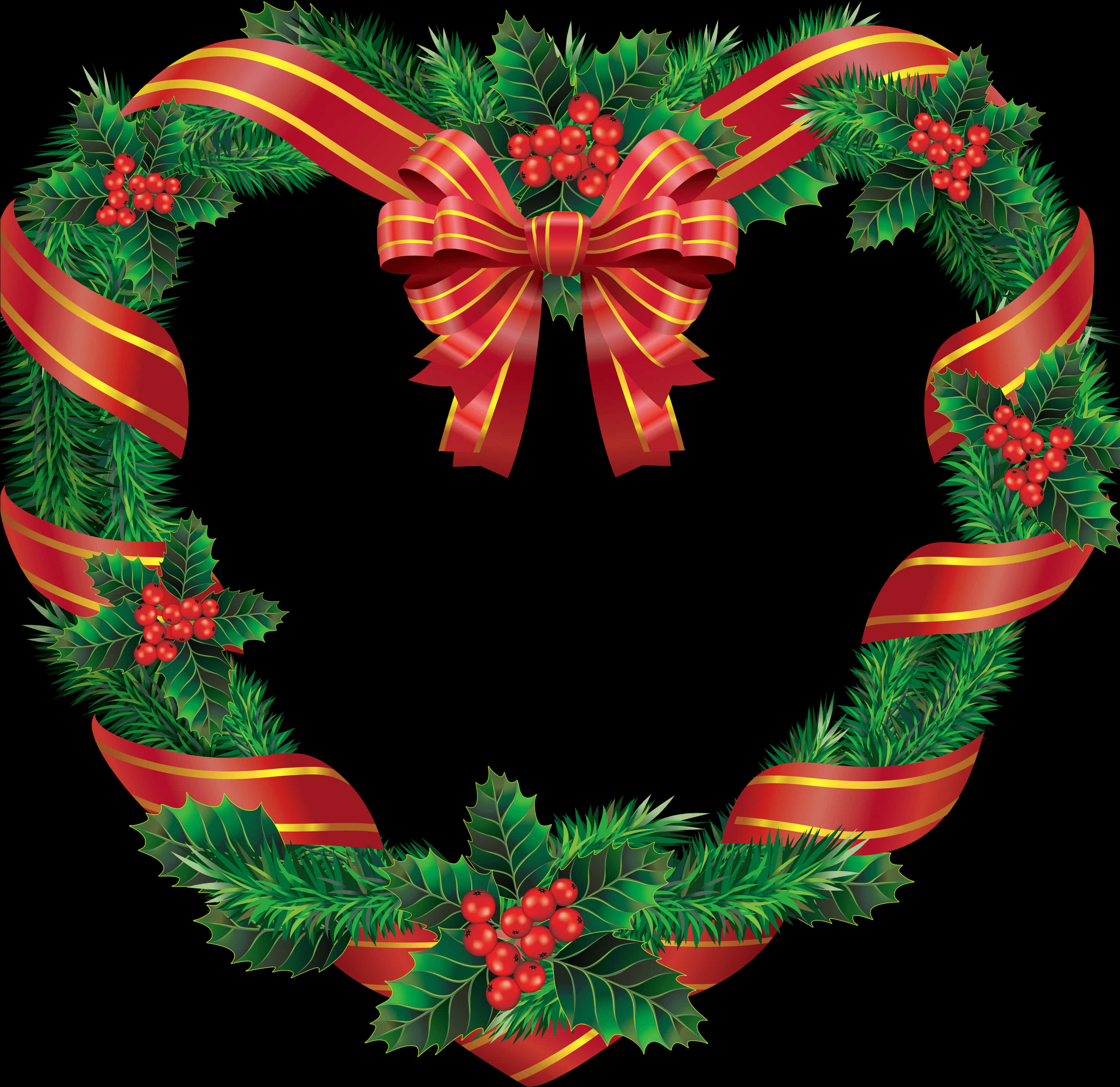 Heart-shaped Christmas Wreath With Ribbon