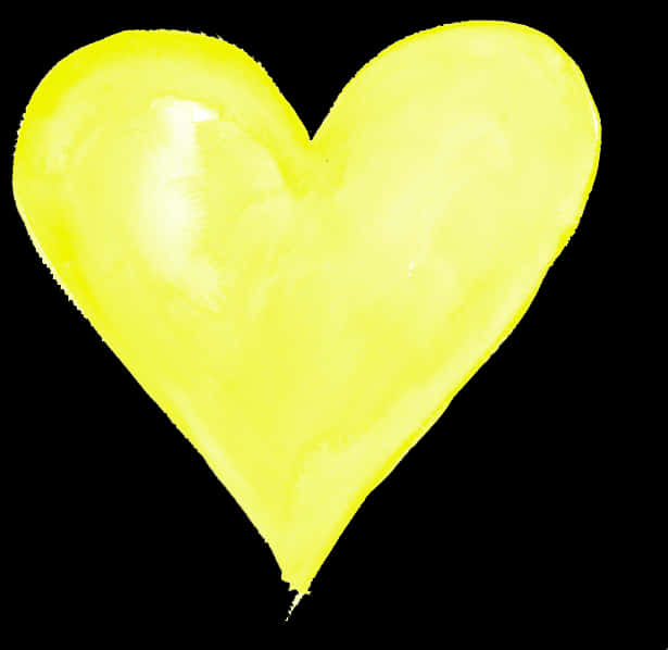 A Yellow Heart Painted On A Black Background