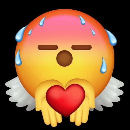 A Yellow Emoji With Wings And A Heart