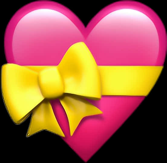 A Pink Heart With A Yellow Bow
