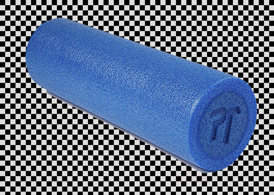 A Blue Foam Roller On A Checkered Background