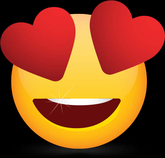 A Yellow Smiley Face With Red Hearts Over Eyes