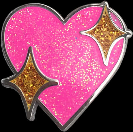 A Pink Heart With Gold Stars And Glitter