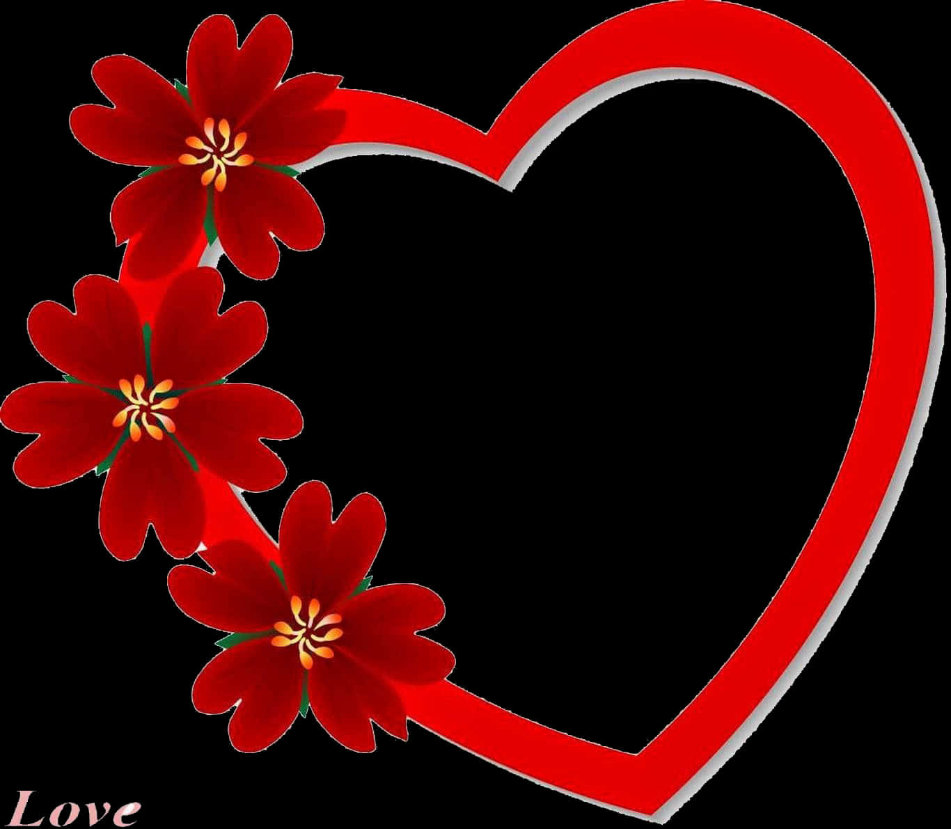 Floral Red Heart Images With Transparent Background