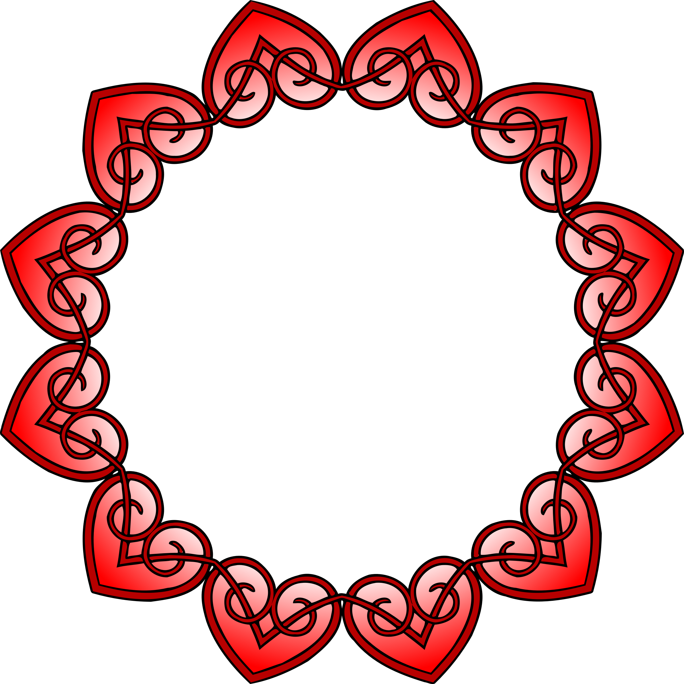 A Circular Design With Red Hearts