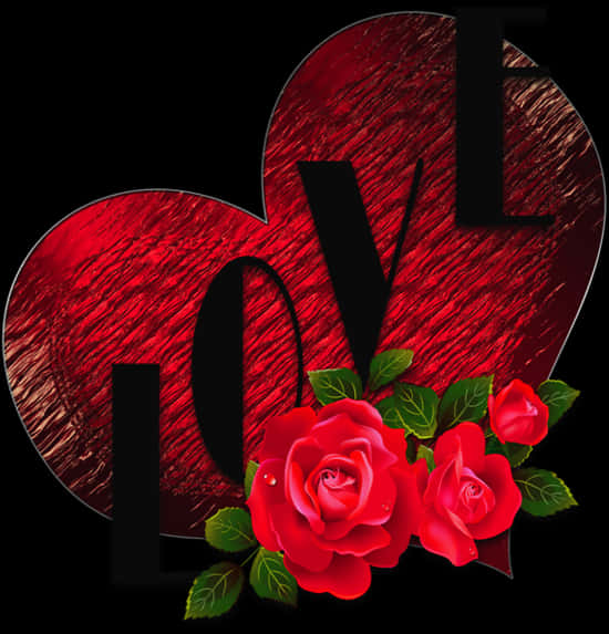 Textured Red Heart Hd With Flowers