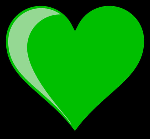 Green Heart Hd With Black Outline