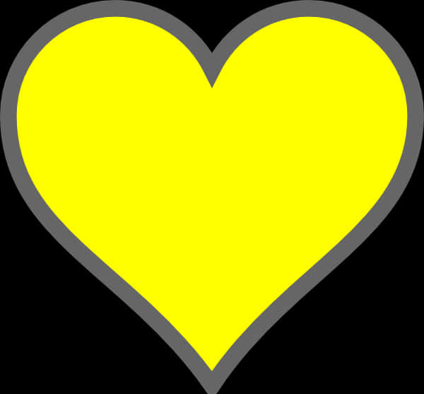 Yellow Heart Hd With Gray Outline
