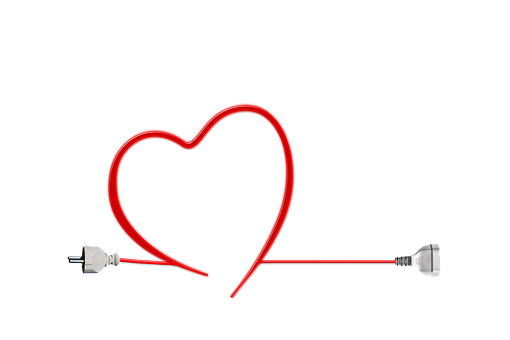 A Heart Shaped Cable Connected To A Couple Of Plugs