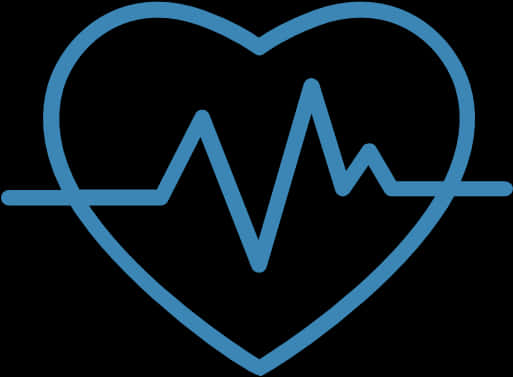 A Blue Heart With A Heartbeat Line