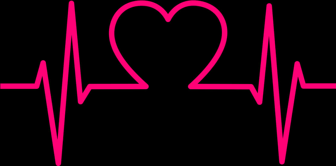 A Pink Heart Outline On A Black Background