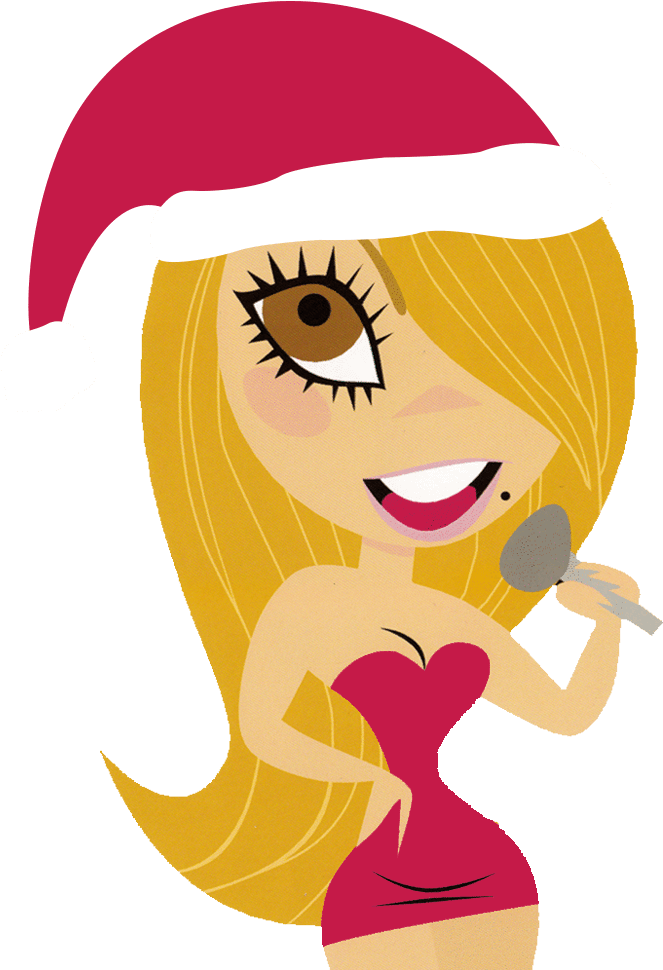 A Cartoon Of A Woman Wearing A Santa Hat