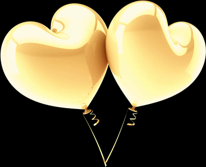 Two Heart Shaped Balloons With A Black Background