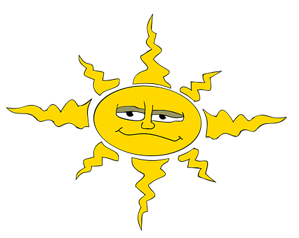 A Cartoon Sun With Lightning