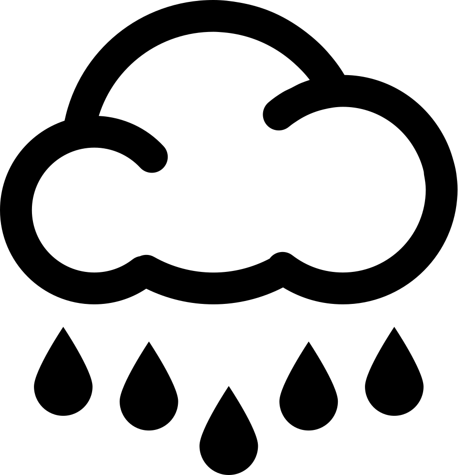 A Black Outline Of A Cloud With Rain Drops