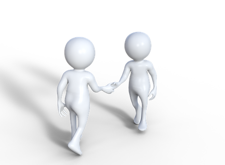 A Couple Of White Figures Holding Hands
