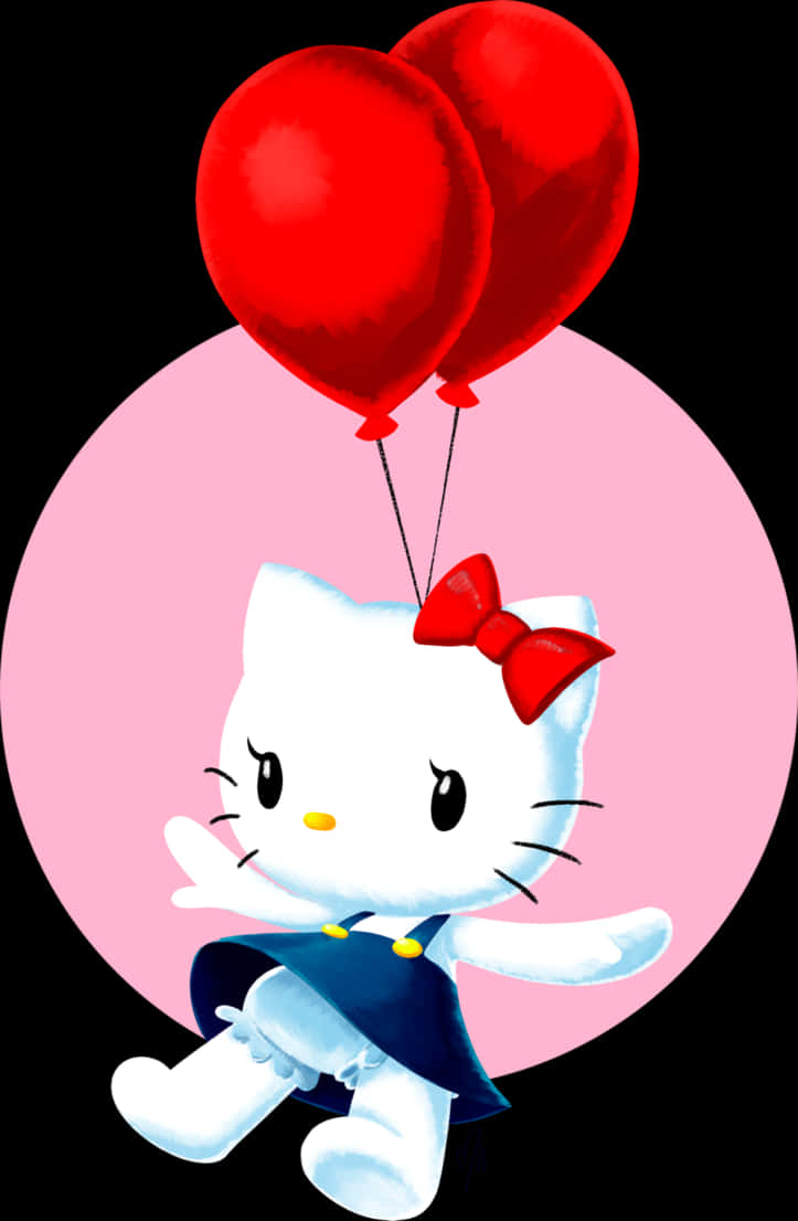 A Cartoon Of A Cat Holding Balloons