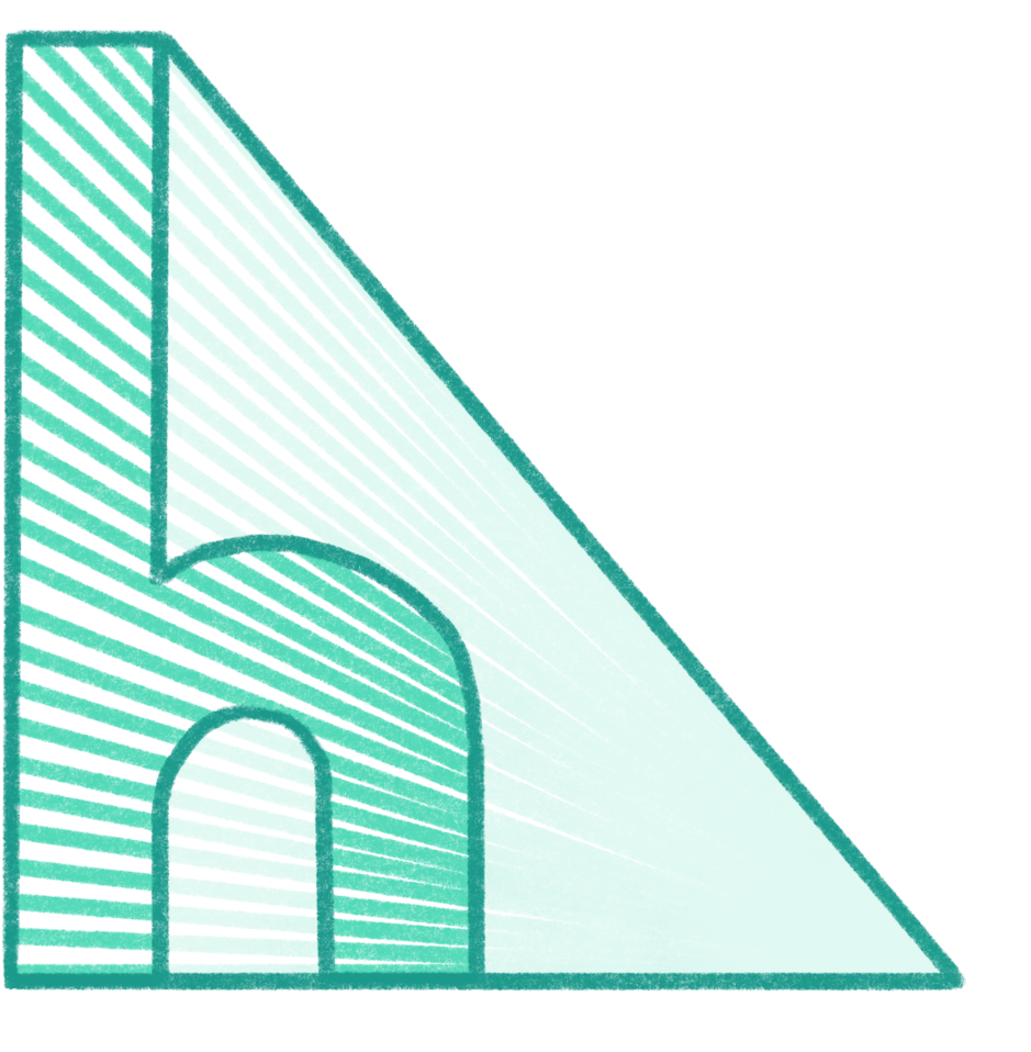 A Green And White Triangle With A Letter H